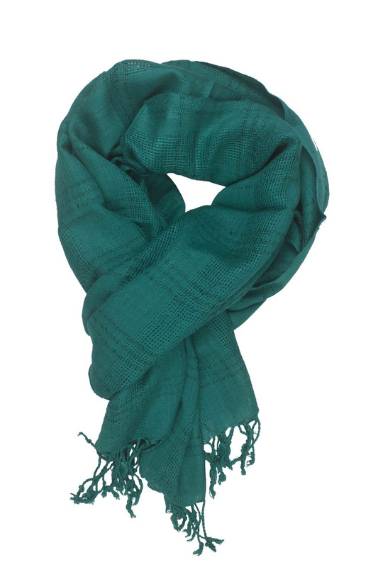 In-Sattva Colors - Woven Checkered Print Solid Color Scarf Stole ÛÒ Teal