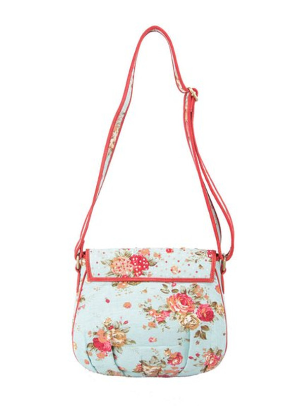 Ivory Tag Chintzy Turq Red Suede Crossbody Bag - In-Sattva