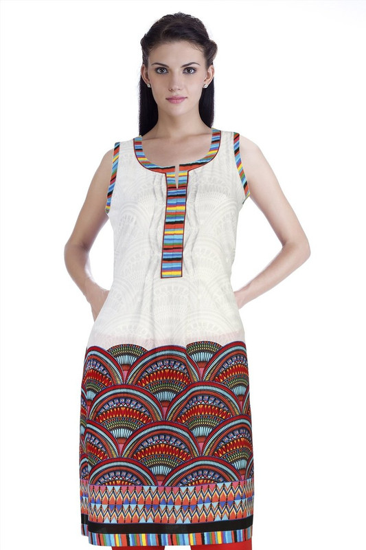 MB Womens Ethnic Semi-Circle Printed Kurta Tunic