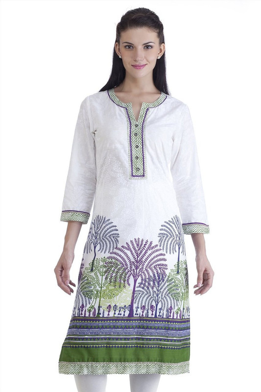 MB Womens Ethnic Forest Printed Kurta Tunic ÛÒ Green MB Womens Ethnic Forest Printed Kurta Tunic ÛÒ Green