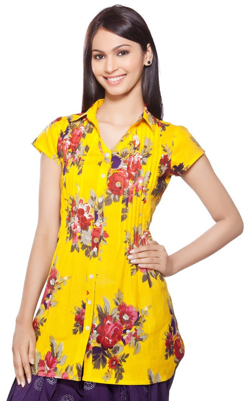 Akkriti Womens Indian Ethnic Floral Kurta Tunic Front Pleats and Collar ÌÎÌ_Ì´åÇÌÎÌ__ÌÎÌ_ÌÎ_ÌÎÌ_Ì´åÌÎÌ_ÌÎ_ÌÎÌ_Ì´å« Front