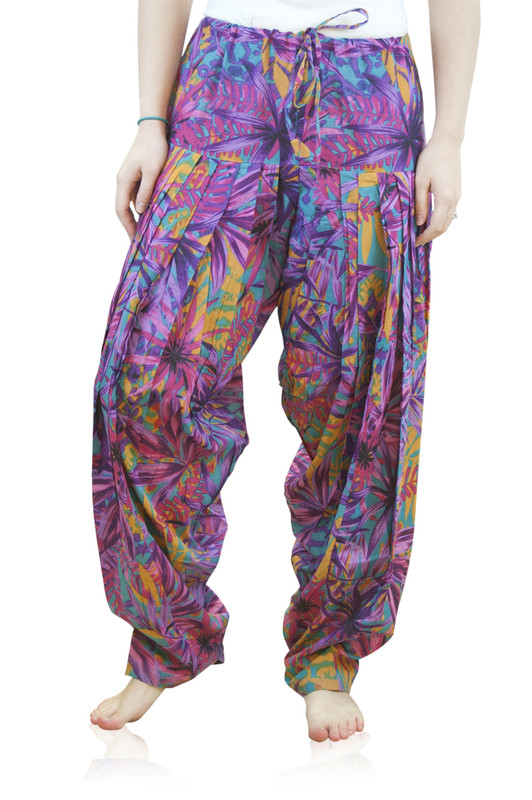 Indian Clothing Women's Full Length Patiala Dancer Pants Faded Purple Foliage Print, with Scarf åäÌÝÌÕ Front