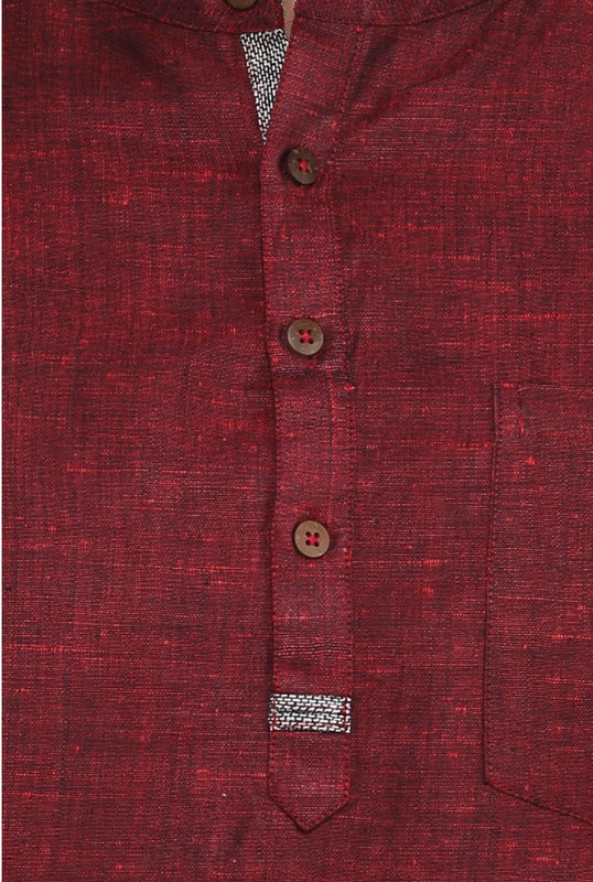 Shatranj Men's Kurta Tunic Banded Collar Long Single Pocket Solid Color ...