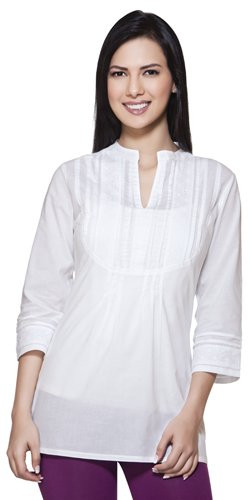 Get Stiched Panel Hem Detail White Chikankari Kurti at ₹ 1099 | LBB Shop