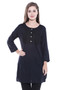 Women's Indian Short Kurta Tunic - Black | In-Sattva - Front