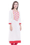 Women's White Indian Kurta Tunic with Embroiderey | In-Sattva