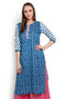 Kurta Tunic Women's Indian Pure Cotton Leaf Print - Front | In-Sattva