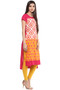 Kurta Tunic Women's Indian Long Pink Cotton Unique Detailing - Side | In-Sattva