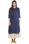 Long Shirt Kurta Tunic Dress Women's Pure Cotton Solid Navy Blue - Full display | In-Sattva