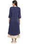 Long Shirt Kurta Tunic Dress Women's Pure Cotton Solid Navy Blue - Back | In-Sattva