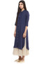 Long Shirt Kurta Tunic Dress Women's Pure Cotton Solid Navy Blue - Side | In-Sattva