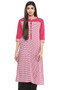 Kurta Tunic Women's Long Summer Pure Cotton Diamond Print - In-Sattva - Front