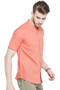 Short Sleeves Button Down Men's Shirt with Banded Collar - Side | In-Sattva