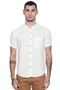 Short Sleeves Button Down Men's Shirt with Banded Collar - Front | In-Sattva