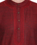 Maroon Men's Shirt-Length Kurta Tunic - Garment details | In-Sattva