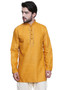 Classic Indian Men's Kurta Tunic: Mustard Color - Side | In-Sattva