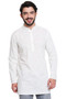 White Pure Cotton Men's Kurta Tunic - Front | In-Sattva