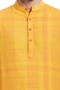 Indian Men's Kurta Tunic: Yellow with Checkered Print - Garment Details | In-Sattva