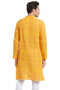 Indian Men's Kurta Tunic: Yellow with Checkered Print - Back | In-Sattva