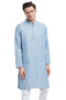 Men's Kurta Tunic: Light Blue with Vintage Style Texture - Front | In-Sattva