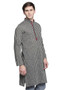 Men's Indian Kurta Tunic : Handloom Cotton with Stripe Print - Side | In-Sattva