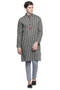 Men's Indian Kurta Tunic : Handloom Cotton with Stripe Print - Full display | In-Sattva