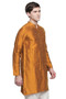 Men's Indian Long Kurta Tunic : Mustard - Side | In-Sattva