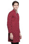 Men's Indian Long Kurta Tunic : Red with Ikkat Print - Side | In-Sattva