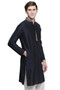 Men's Indian Kurta Tunic : Black with Embroidered Collar - Side | In-Sattva