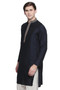 Men's Indian Kurta Tunic : Black with Embroidered Collar - Side | In-Sattva