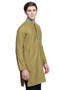 Men's Indian Kurta Tunic: Olive with Embroidered Placket - Side | In-Sattva 