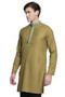 Men's Indian Kurta Tunic: Olive with Embroidered Placket - Side | In-Sattva 