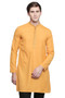 Men's Indian Kurta Tunic: Mustard with Embroidered Placket - Front | In-Sattva