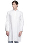 Men's Indian Kurta Tunic: White - Front | In-Sattva