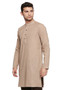 Men's Indian Kurta Tunic: Light Beige - Side | In-Sattva