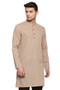 Men's Indian Kurta Tunic: Light Beige - Front | In-Sattva