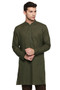 Men's Indian Kurta Tunic: Bottle Green - Front | In-Sattva