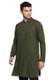 Men's Indian Kurta Tunic: Bottle Green - Side | In-Sattva