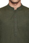 Men's Indian Kurta Tunic: Bottle Green - Garment details | In-Sattva