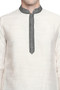 Men's Indian Kurta Tunic: Royal White - Garment closeup view | In-Sattva