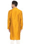 Men's Classic Band Collar, Embroidered Indian Kurta Tunic : Lovely Placket Mustard - Back View