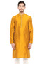 Men's Classic Band Collar Embroidered Indian Kurta Tunic : Lovely Placket Mustard - Front View