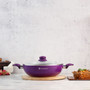 Royal Velvet Non-Stick, PFOA-Free and Nickel-Free Aluminum Indian Chinese Cuisine Stir Fry Wok with Lid, Violet, Side View