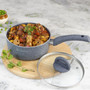 Granite Forged Non-Stick and PFOA-Free Aluminum Indian Cooking Lentil and Curry Pan with Lid,Gray