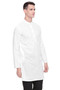 Men's  Indian Traditional Embroidered Mandarin collar Kurta Tunic: All Over White Oval | Side view | In-Sattva