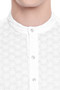 Men's  Indian Traditional Embroidered Mandarin collar Kurta Tunic: All Over White Oval | Swatch view | In-Sattva