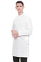 Men's  Indian Traditional Embroidered Mandarin collar Kurta Tunic: All Over White Oval | Side view 2 | In-Sattva