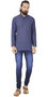 Men's  Indian Traditional Khadi cotton Kurta Tunic: Blue | Full view | In-Sattva