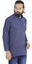 Men's  Indian Traditional Khadi cotton Kurta Tunic: Blue | Side view | In-Sattva