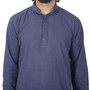 Men's  Indian Traditional Khadi cotton Kurta Tunic: Blue | swatch view | In-Sattva